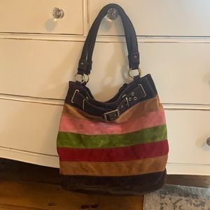 Boho faux suede tote.